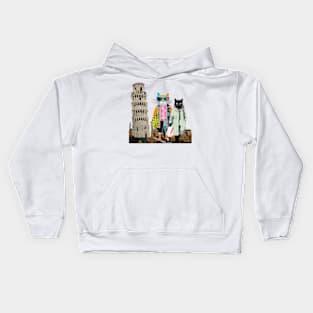 Shopping in Pisa Modern Cat Kids Hoodie